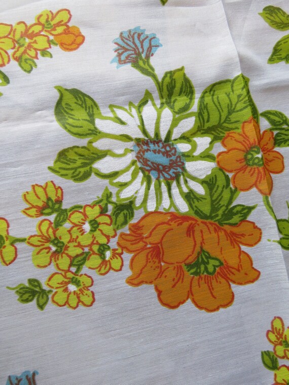 Groovy Flower Power Mod Semi Sheer Fabric Big Bold Flowers Etsy