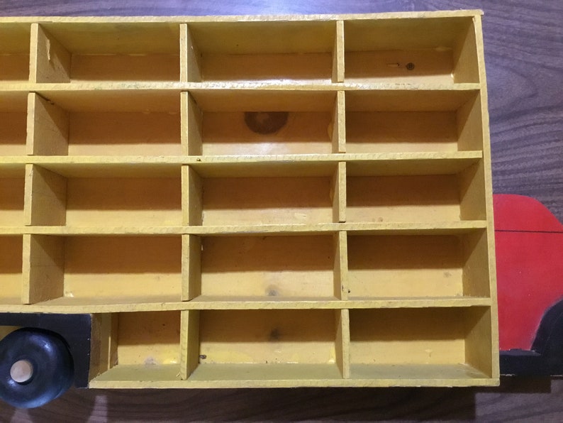 Adorable vintage wooden truck shelving unit,hot wheels display cabinet