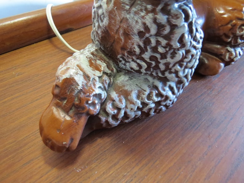 nice vintage condition 12 x 12 Vintage mid century 1960s chalkware poodle lamp