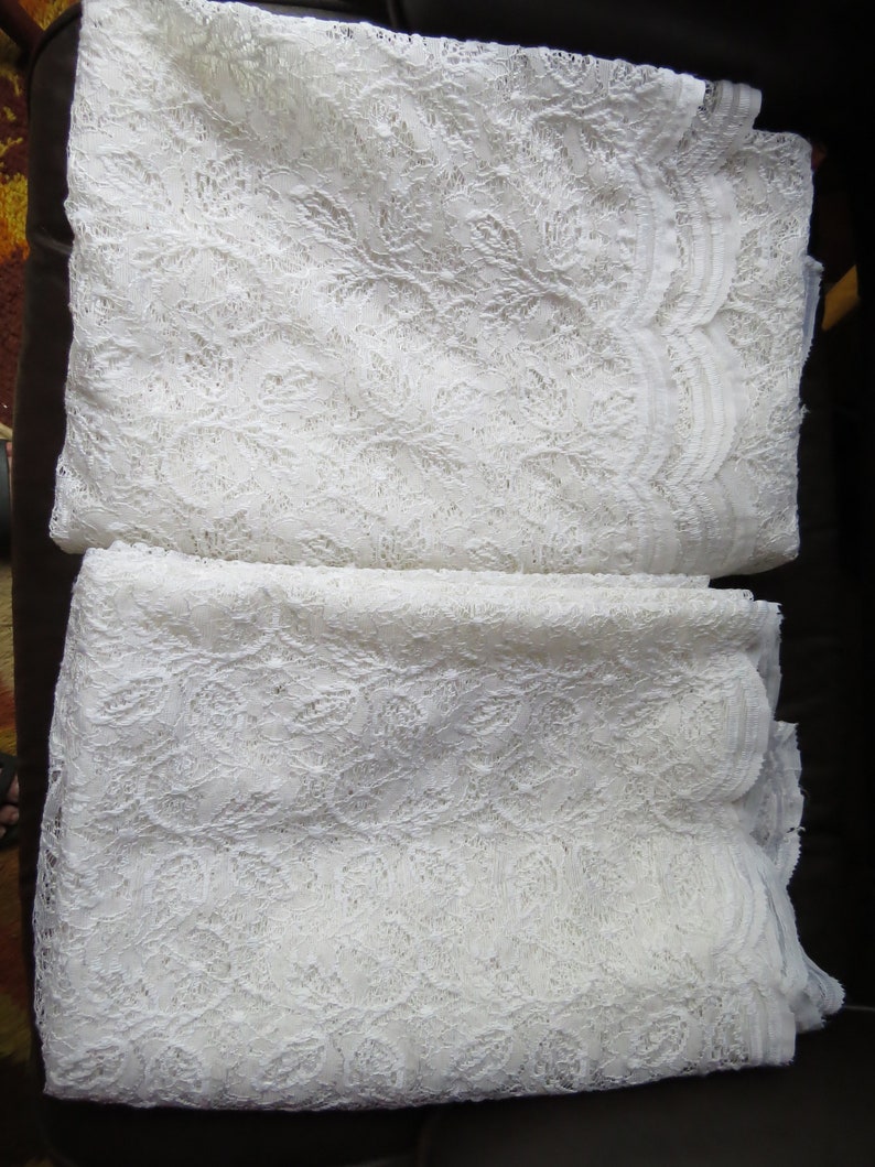 shabby chic Beautiful set of white vintage net lace curtains elegant leaf design and so soft to the touch- each 54 x 80 romantic