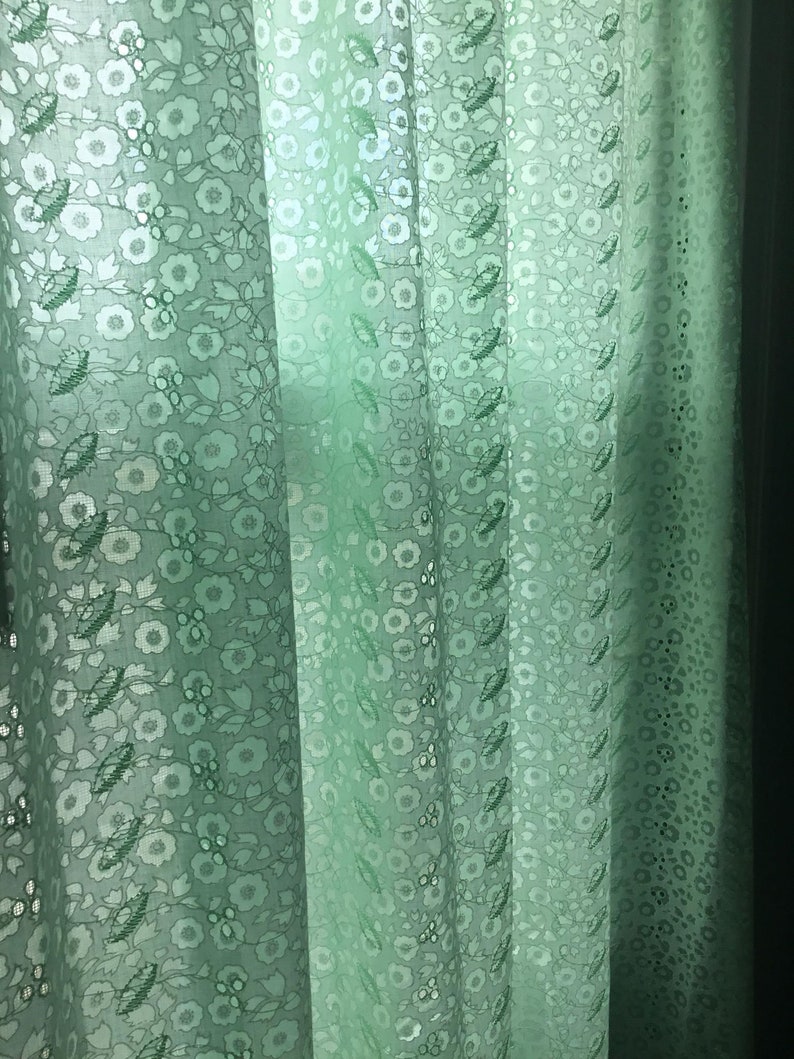 Pretty Pair Of Vintage 1970s Mint Green Embroidered Eyelet Etsy