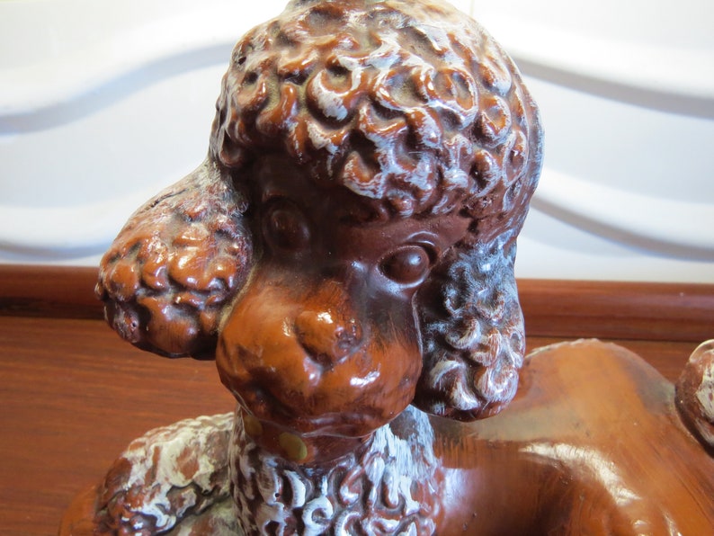 nice vintage condition 12 x 12 Vintage mid century 1960s chalkware poodle lamp