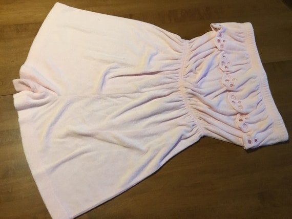 80s Soft Pink Stretch Terry Romper with Eyelet Det