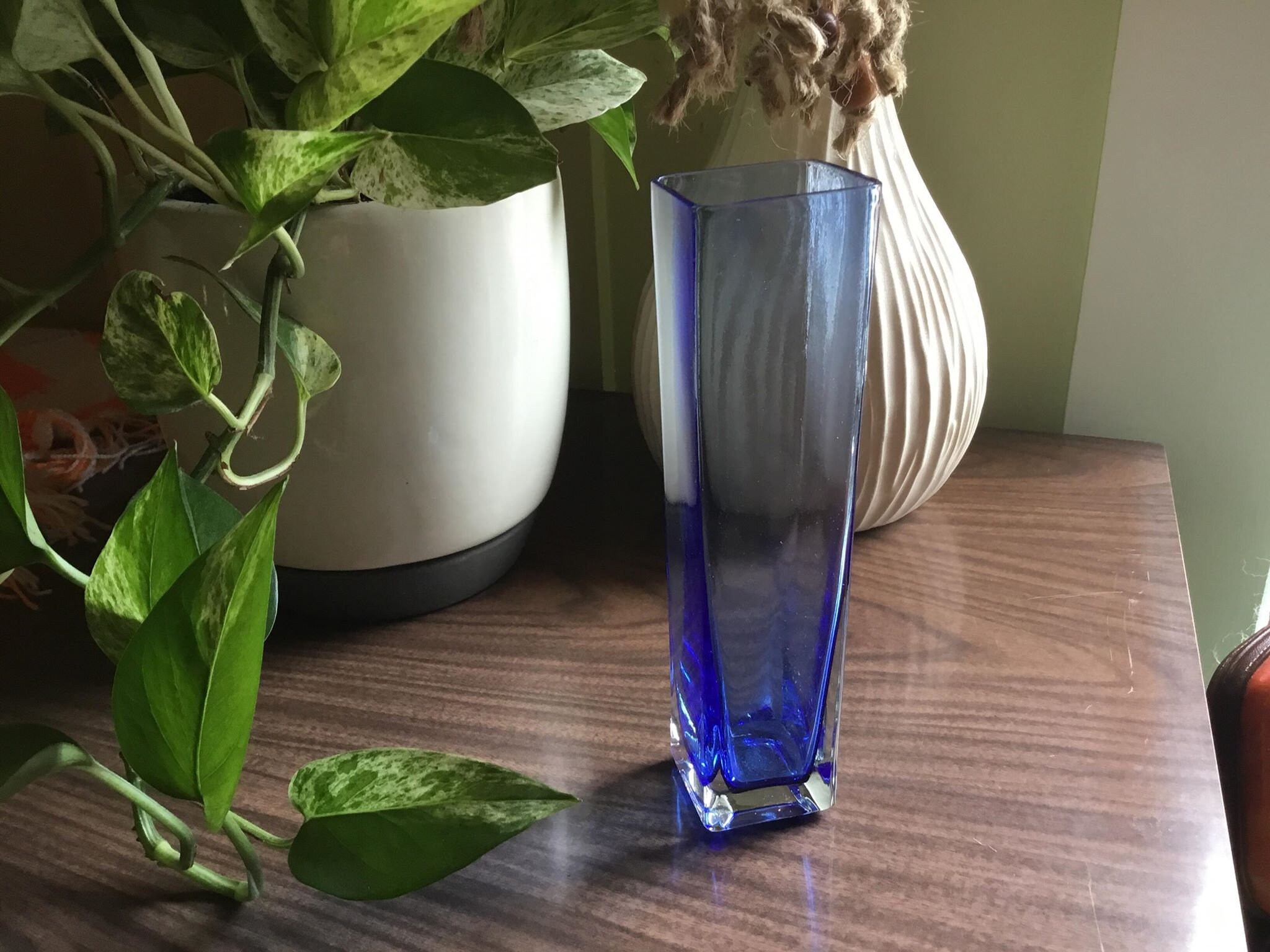 Beautiful rare mcm 1960s cobalt blue Swedish glass vase Etsy