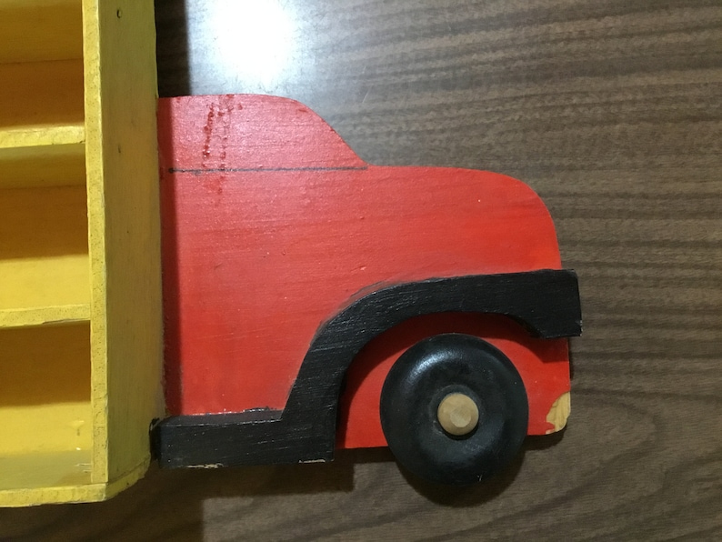 Adorable vintage wooden truck shelving unit,hot wheels display cabinet