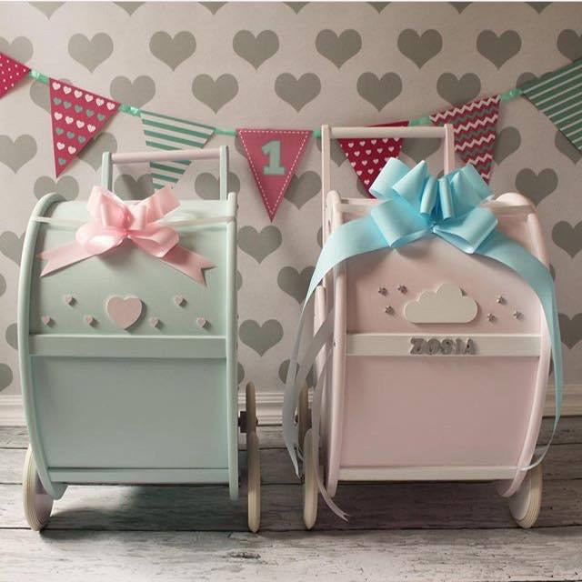 Handmade Wooden Toy Pram BabyUniqueCorn