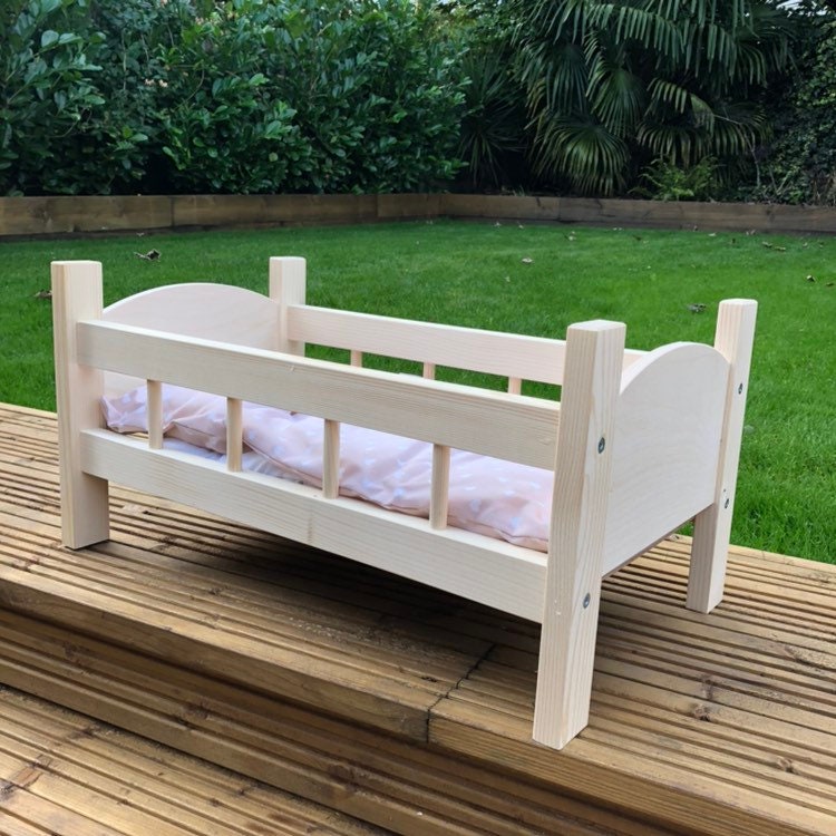 Handmade Wooden Dolls Cot Bed Etsy