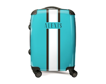 Personalized Blue and White Stripe Name Luggage | Carry-On Luggage | Stripe Suitcase | Custom Luggage | Personalized Luggage I Suitcase