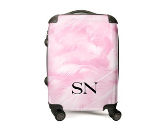 Personalized Pink & White Initial Luggage | Carry-On Luggage | Marble Suitcase | Custom Luggage | Personalized Luggage I Suitcase | Travel