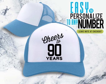 90th, 90th birthday gift, 90th birthday hat, 90th birthday party, birthday hat, birthday, custom hat, bday present, trucker hat, funny hat