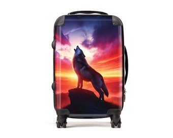 Wolf l Animal Lover l Sunset l Father's Day | Carry-On Luggage | Animal Suitcase | Custom Luggage | Personalized Luggage I Suitcase | Travel