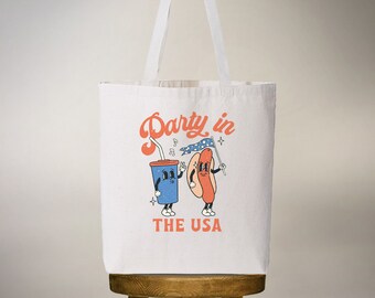 Party in the USA, 4th of july, fourth of july, made in usa, stars and stripes, 4th of july tote, fourth of july tote, usa tote, gift, love