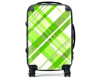 Equipaje a cuadros verdes / Accesorios de viaje únicos / Equipaje de mano / Maleta personalizada / Maleta personalizada l Equipaje de mano I Entusiasta de los viajes