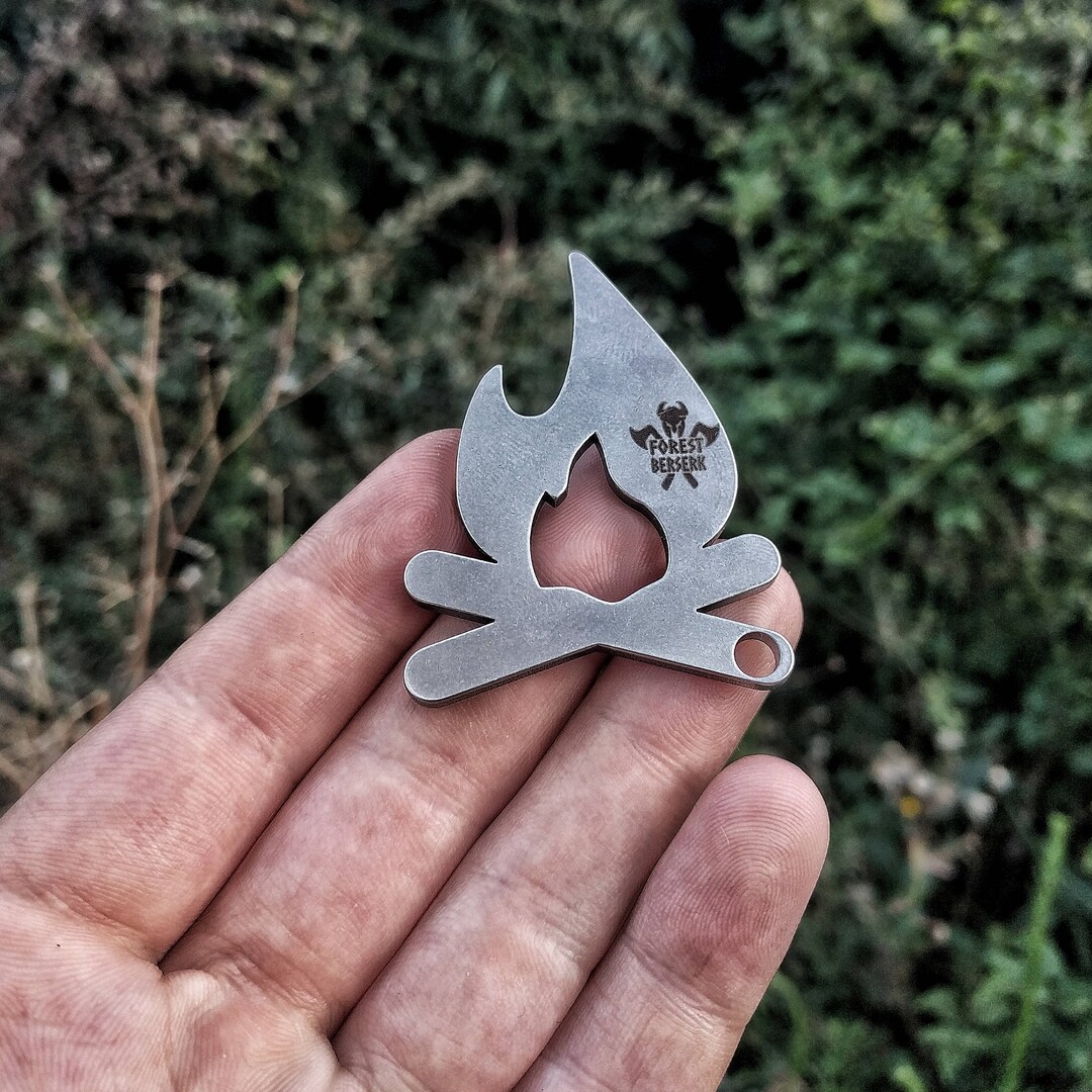 Camp Fire by Forest Berserk - EDC bottle opener tool, everyday carry popper - steel, copper, titanium or brass