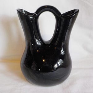 Signed Navajo Pottery Gloss Black Wedding Vase Phillip Nez '92