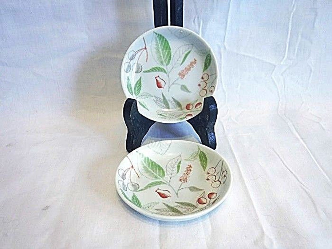 Set of 2 Vintage Easterling FOREVER SPRING Butter Pats Berry and Leaves ...