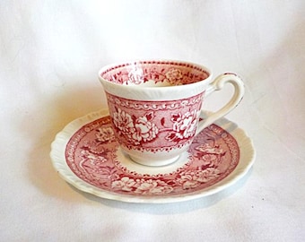 Taza y platillo Demitasse Demi Vintage Warwick TUDOR ROSE