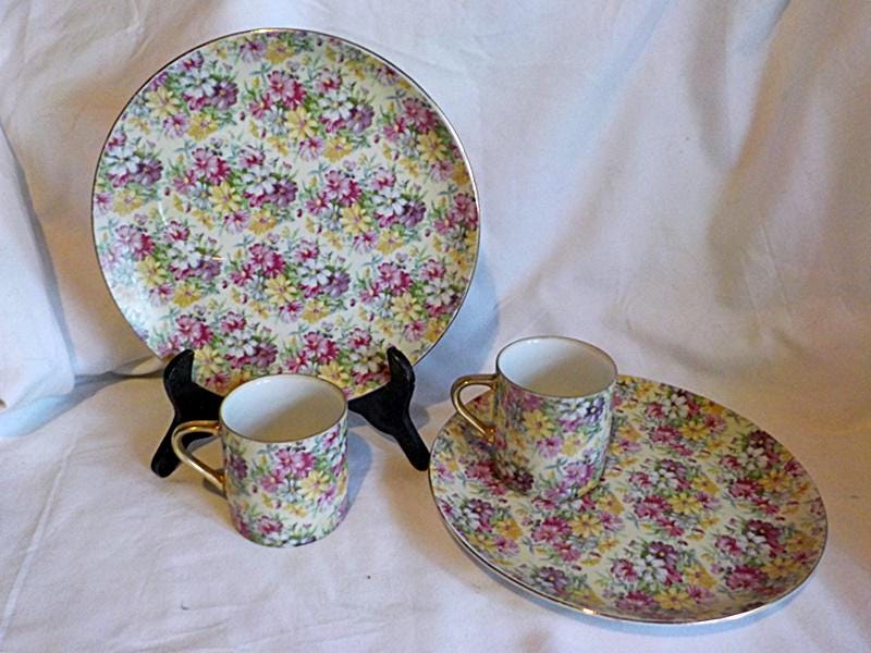 Royal Crown Chintz Barrington Bouquet Lunch Plates W/indent and