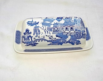 Churchill Blue Willow 1/4lb Butter Dish