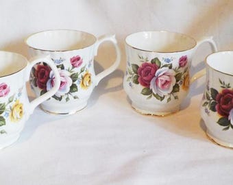 Set of 4 Royal Albert Old Country Roses Coffee Mugs 8oz Montrose