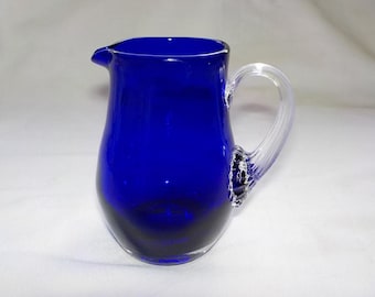 Pilgrim Glass Cobalt Creamer w/ Applied Ribbed Handle