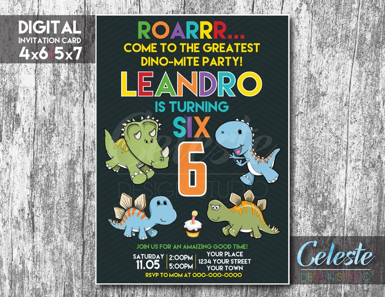 Little Dinosaurs Birthday Dinosaurs Digital Invitation Card Digital Custom Invitation LITTLE DINOSAURS INVITATION Birthday Invitations