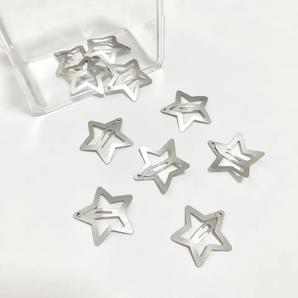 Kawaii Silver Star Hair Clip Y2K Accessories Barrettes Korean Kpop Aesthetic for Women Girls Kids