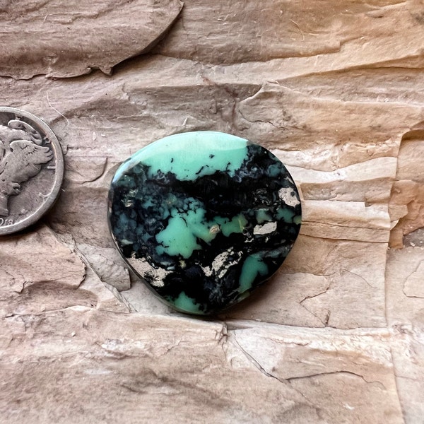 Snowville Variscite Cabochon with Black Web matrix 19 carat 26x24x4mm {38h}