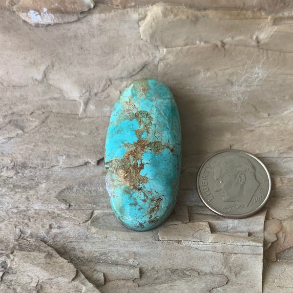 Battle Mountain Blue Gem Turquoise Cabochon 41 carat 37x18x7mm {25k}