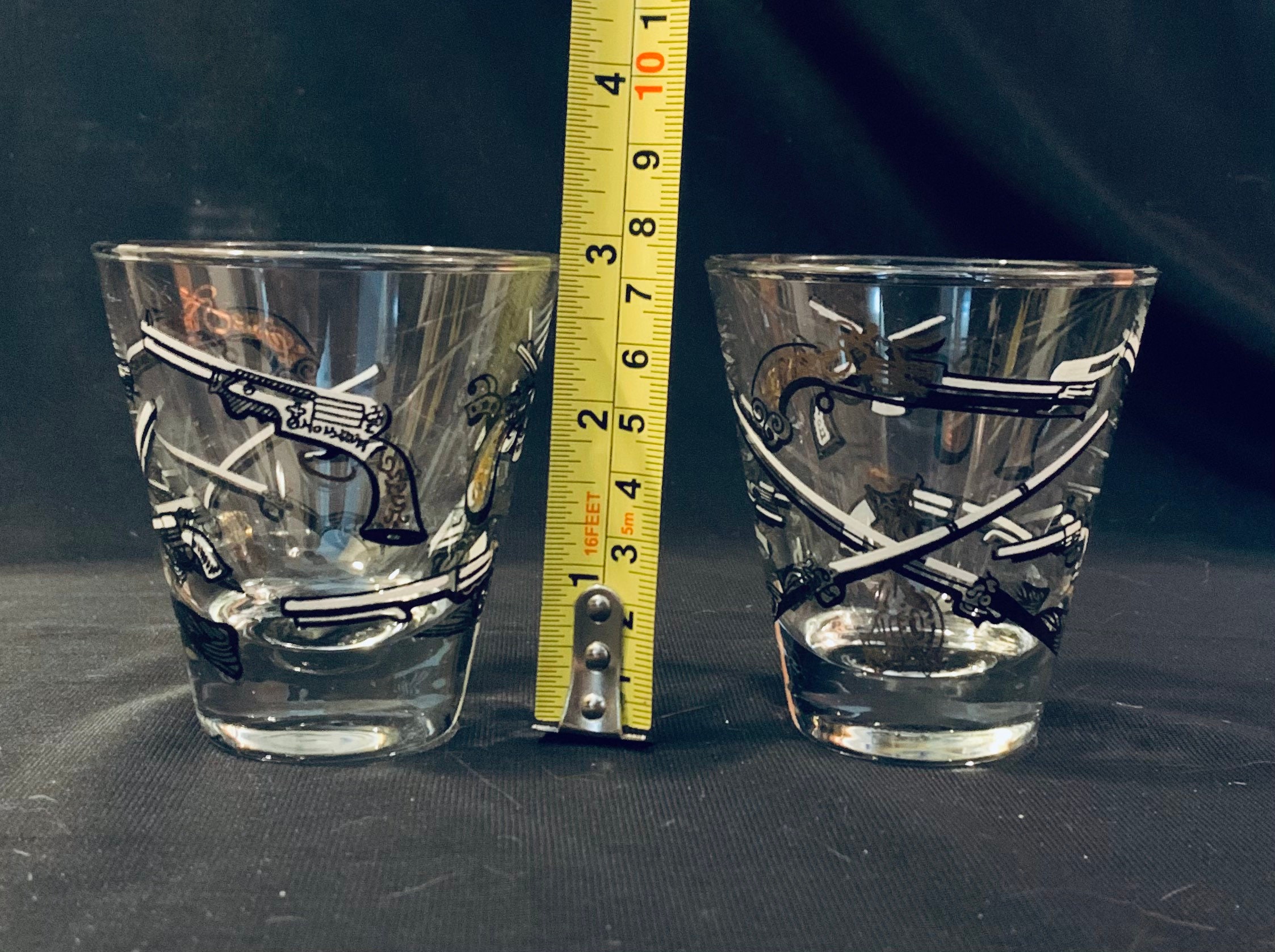 Vintage Libbey Six Shooter Western Double Shot Glass Set Etsy