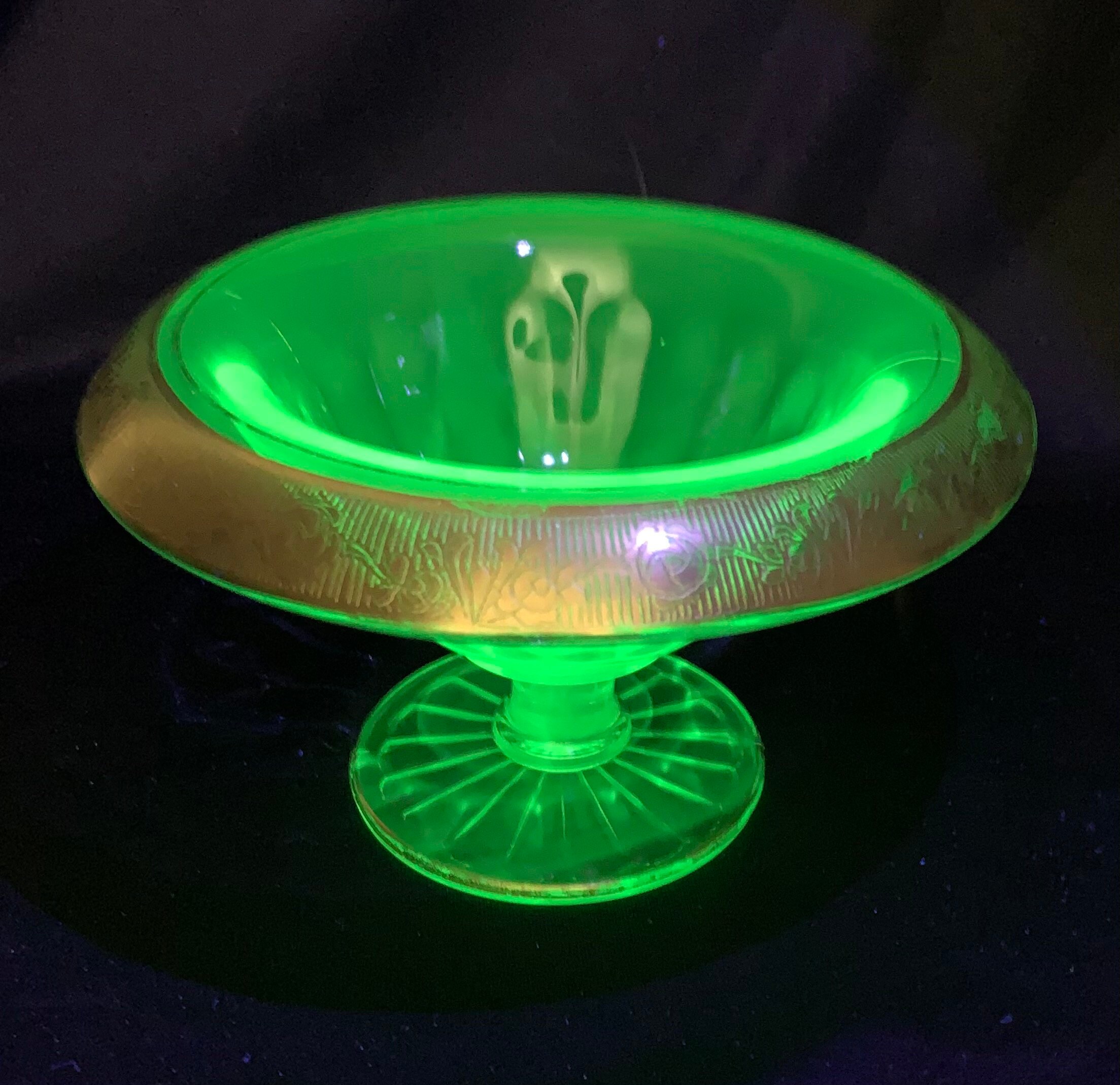 Vintage Uranium Glass Console Bowl Etsy