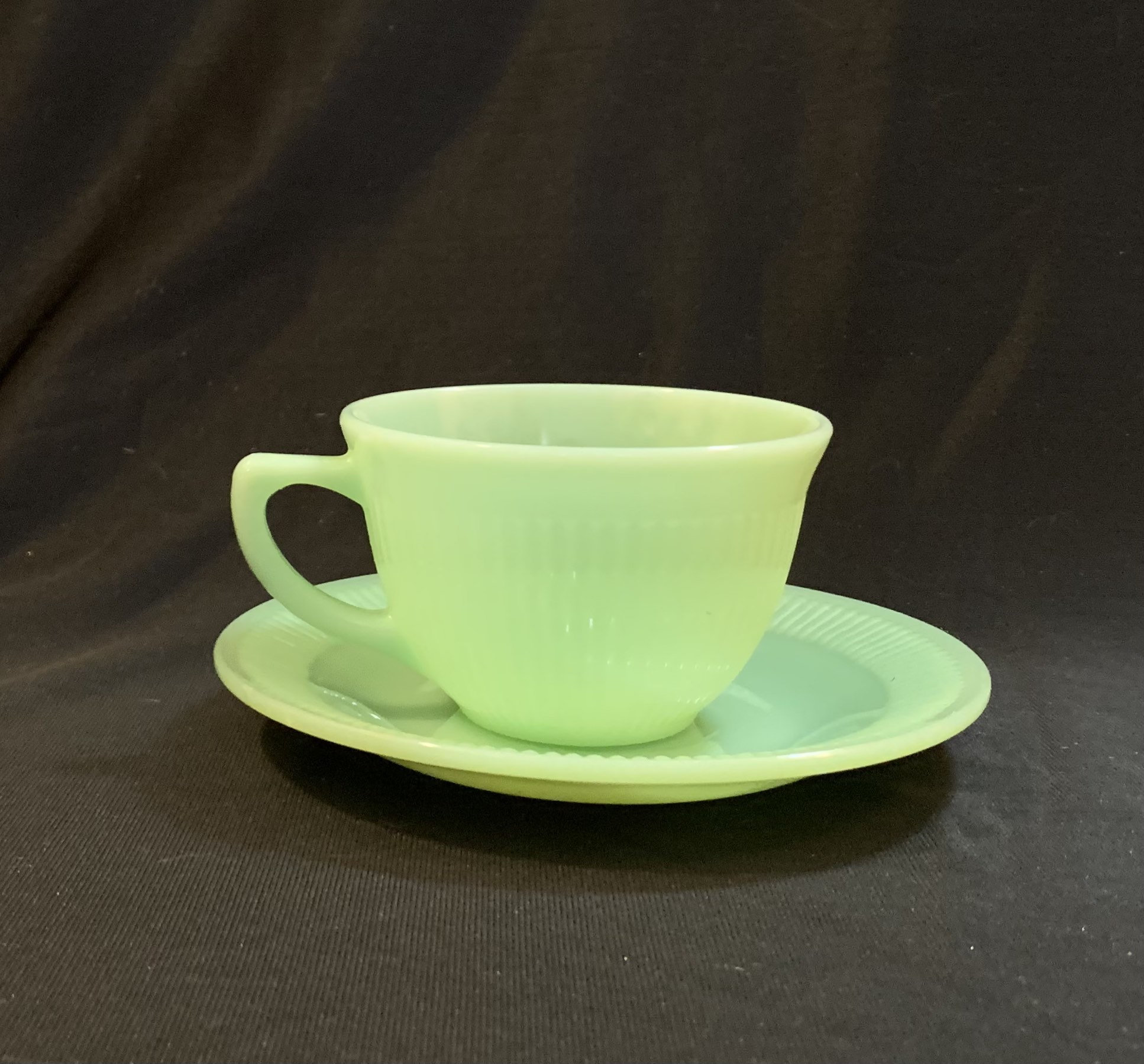 Vintage Fire King Jane Ray Jadeite Tea Cup and Saucer Etsy