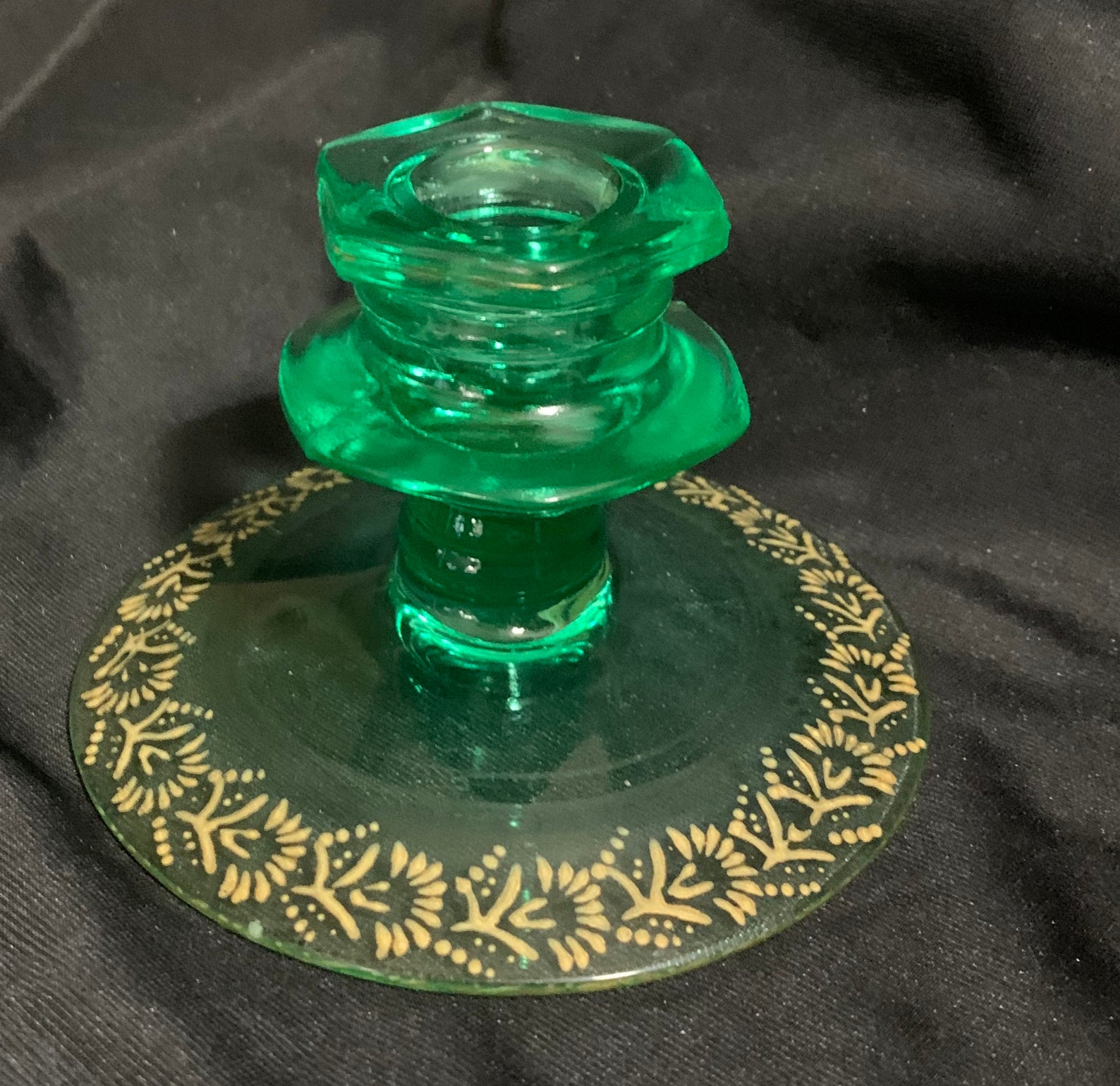 Vintage Pair Vaseline Glass Candle Stick Holders Etsy