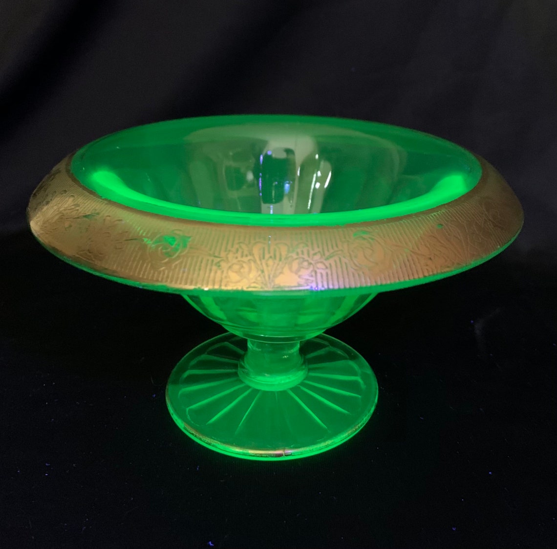 Vintage Uranium Glass Console Bowl Etsy