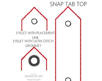 Maschinenstickdatei nur für Snap Tab und Eyelet Tab Tops, verwandeln Sie jede Stickerei in einen Snap Tab Schlüsselanhänger mit spitzem Ende