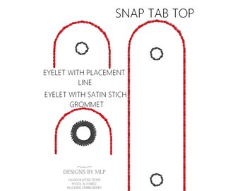 Machine Embroidery Pattern for Snap Tab and Eyelet Tab Tops only, transform any embroidery design into a Snap Tab Key Fob, Round end