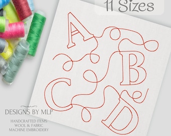 Alphabet Buchstaben ABCD Kante an Kante Quiltmuster, E2E Quilt Block, Maschinenstickerei, Endloslinie Single Run Quilting, ITH Quilt