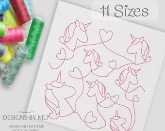 Mystisches Einhorn Horn Quilt-Muster, E2E Quilt Block, Maschinenstickerei, Quilten mit fortlaufender Linie, ITH Quilt