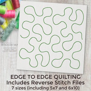Meander Stipple E2E Quilt Block Stickerei Quilting Design Kontinuierliches Single Run Quilting, Quiltmuster von Kante zu Kante ITH Rückstich