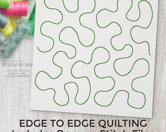Meander Stipple E2E Quilt Block Stickerei Quilting Design Kontinuierliches Single Run Quilting, Quiltmuster von Kante zu Kante ITH Rückstich