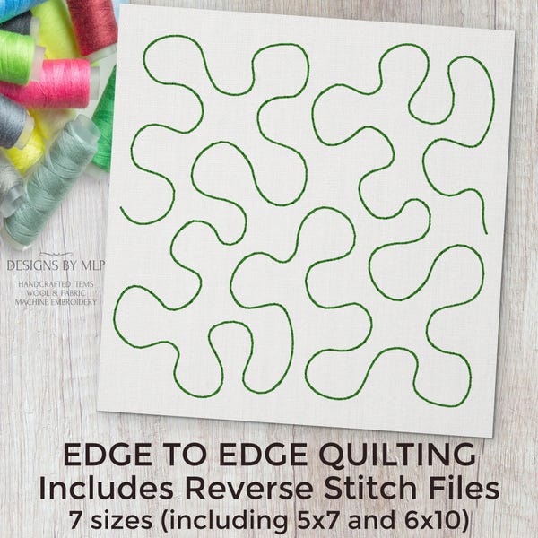 Meander Stipple E2E Quilt Block Embroidery Quilting Design Continuous Single Run Quilting, Edge to Edge Quilt Pattern ITH Reverse stitch