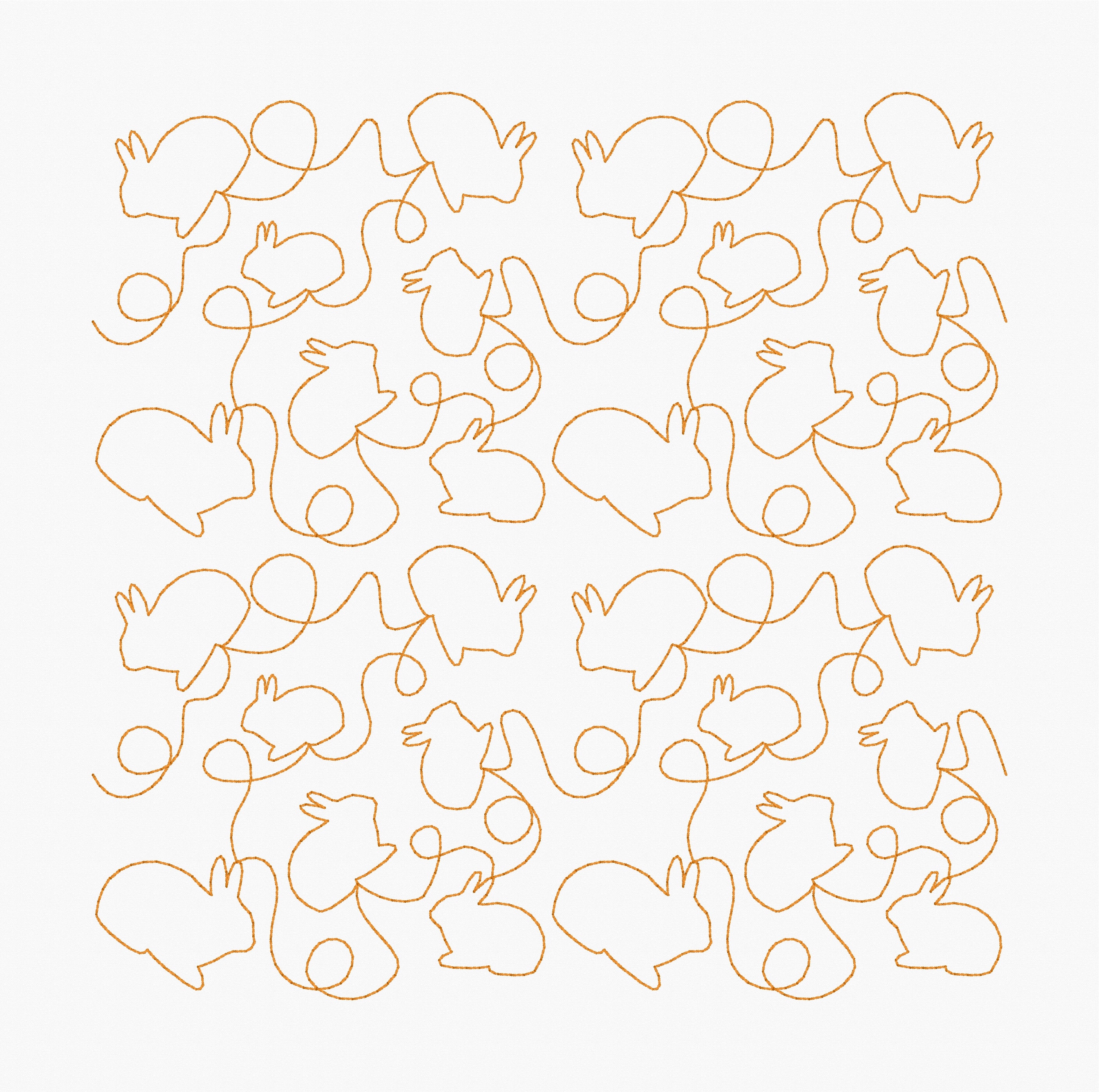Cute Bunny Rabbit Edge to Edge Quilt Pattern, E2E Quilt Block ...