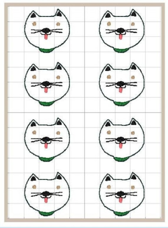 動物の頭のフェルト刺繍ファイルデザイン、かわいい動物の顔6個