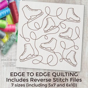 Skridskor E2E Quiltblock Maskinbroderi Quiltdesign, kontinuerlig linje Enkelkörning Kant till kant Quiltmönster, ITH Backstygn