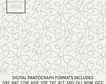 Fun Wavy Hearts Pantograph Quilting Pattern, Edge to Edge E2E Longarm Design, Digital Download, Popular Computerized Formats