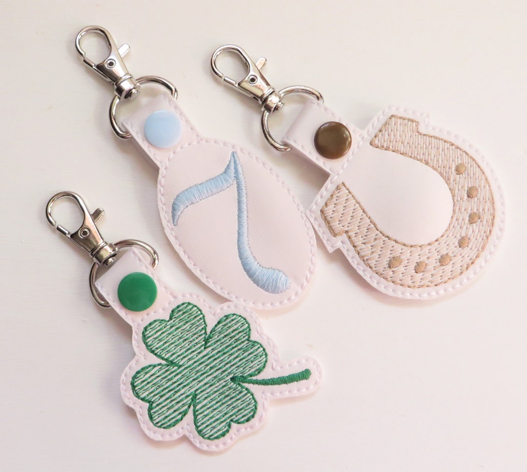 Machine Embroidery Design, Set of 3 Lucky Charm Key Fobs ITH Machine ...