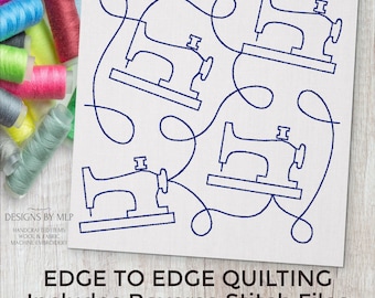 Sewing Machines E2E Quilt Block Machine Embroidery Quilting Design, Continuous Line Single Run, Edge to Edge Quilt Pattern