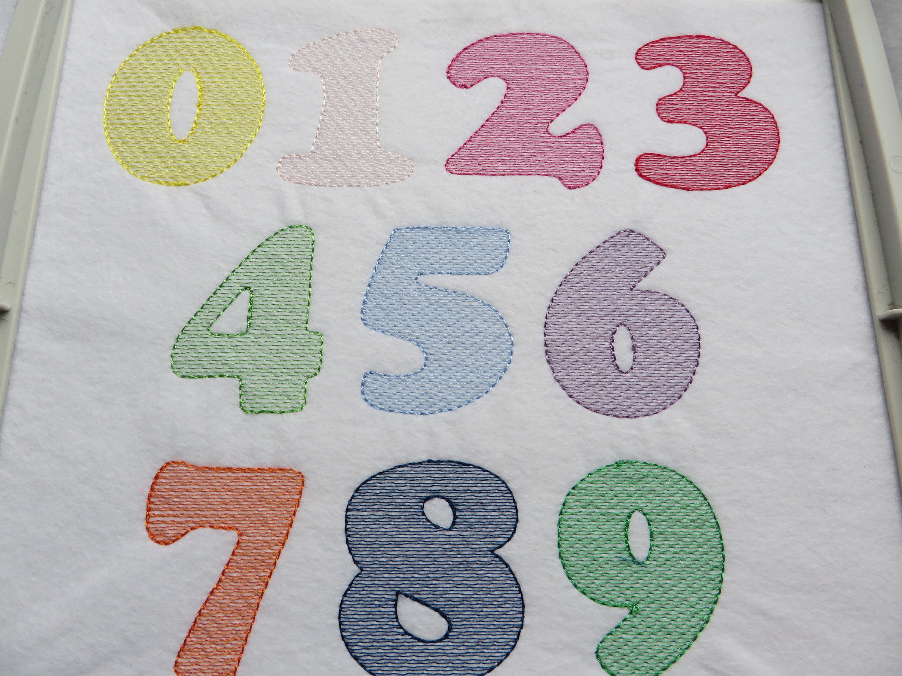 Machine Embroidery Design Numbers 09 Quick Stitch Sketch Etsy