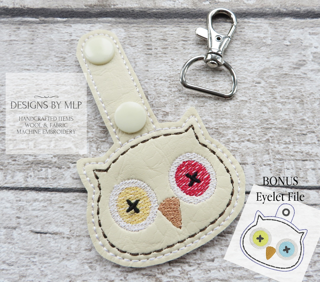 Owl Machine Embroidery Key Fob Design, Snap Tab Pattern, Keyfob Machine ...