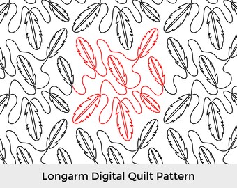 Bird Feathers E2E Longarm Quilting Pattern, Edge to Edge Digital Pantograph, Continuous Line Design for Computerized Quilting Machines,